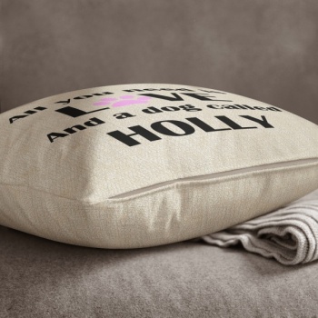 Luxury Personalised Cushion - Inner Pad Included - All You Need Dog Pink
